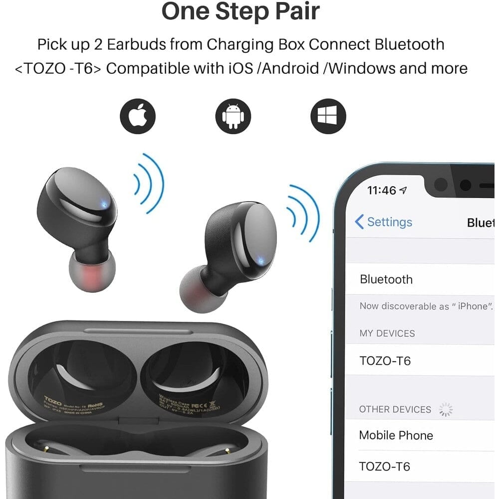 TOZO T6 (Classic Edition) True Wireless Earbuds Bluetooth 5.3 Headphones Image 4