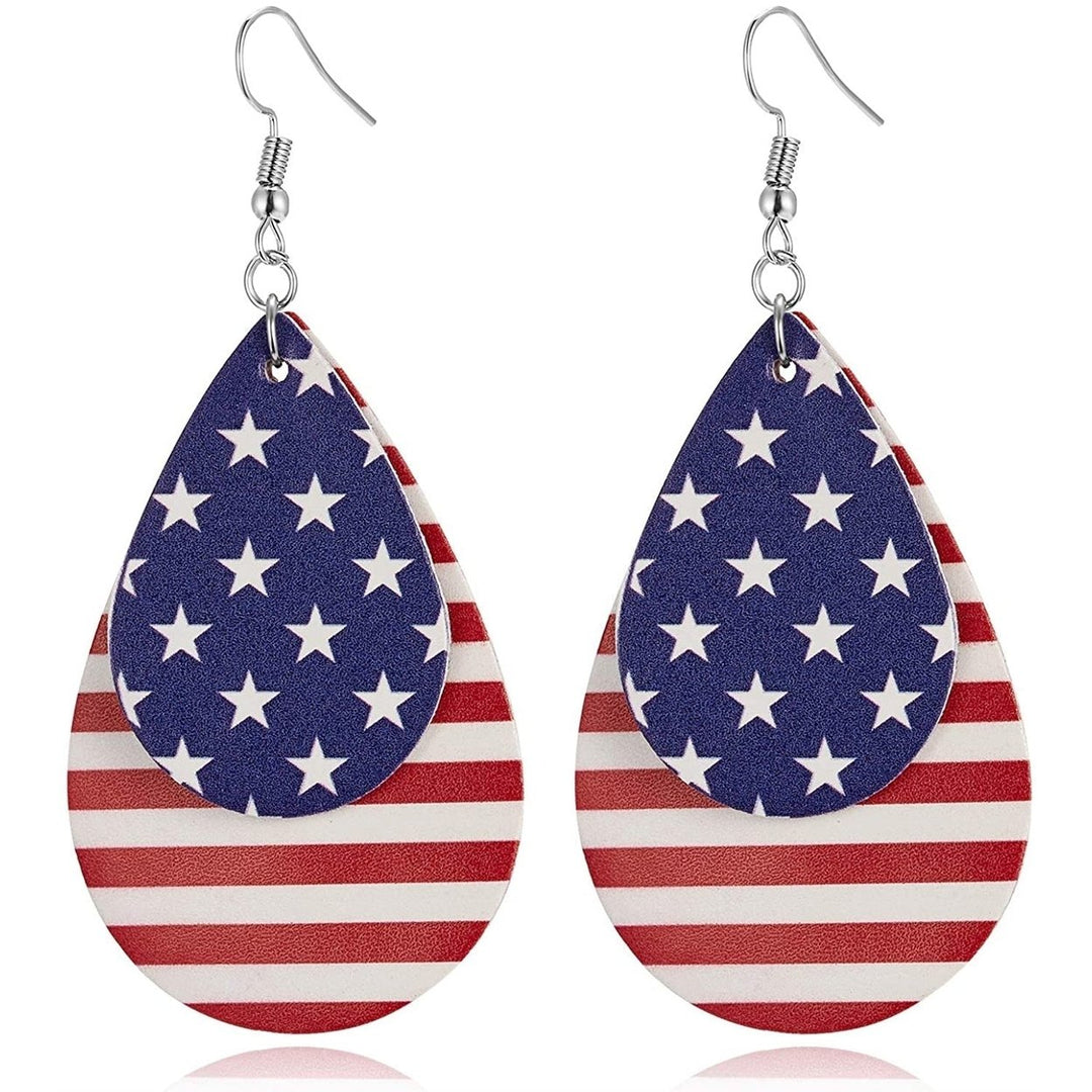 Teardrop National Flag 4th of July Dangle Earrings Image 1