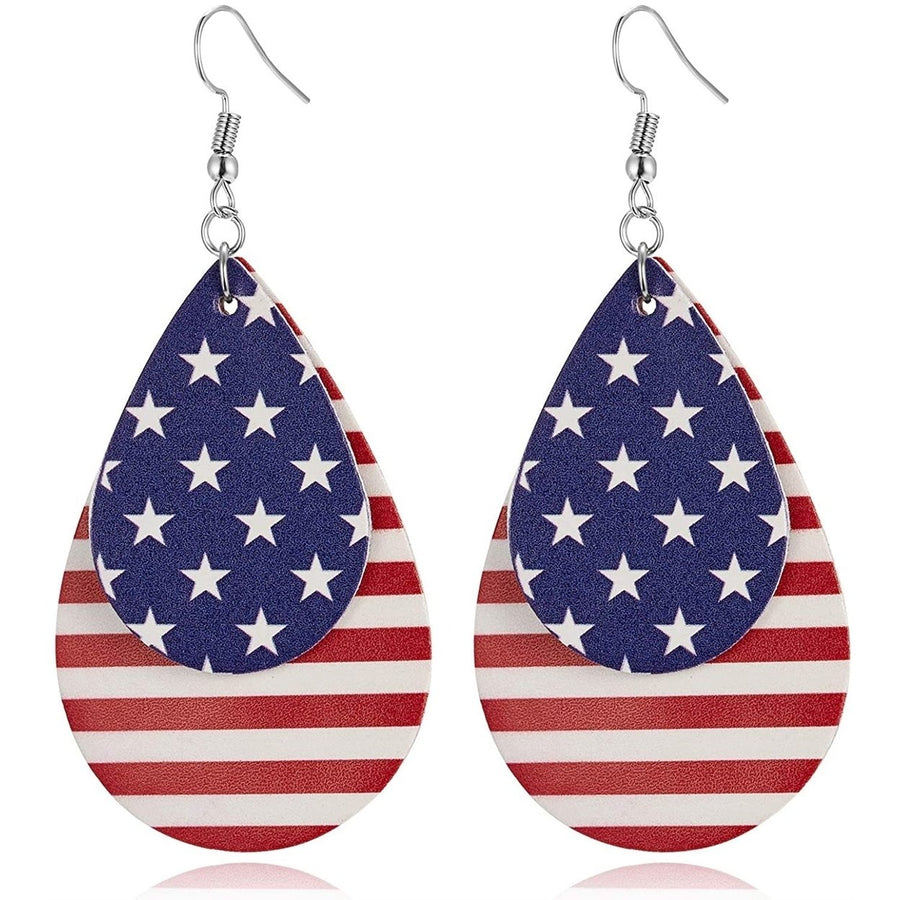 Teardrop National Flag 4th of July Dangle Earrings Image 1