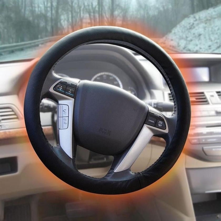 Tight Fit Heated Car Steering Wheel Cover Image 1