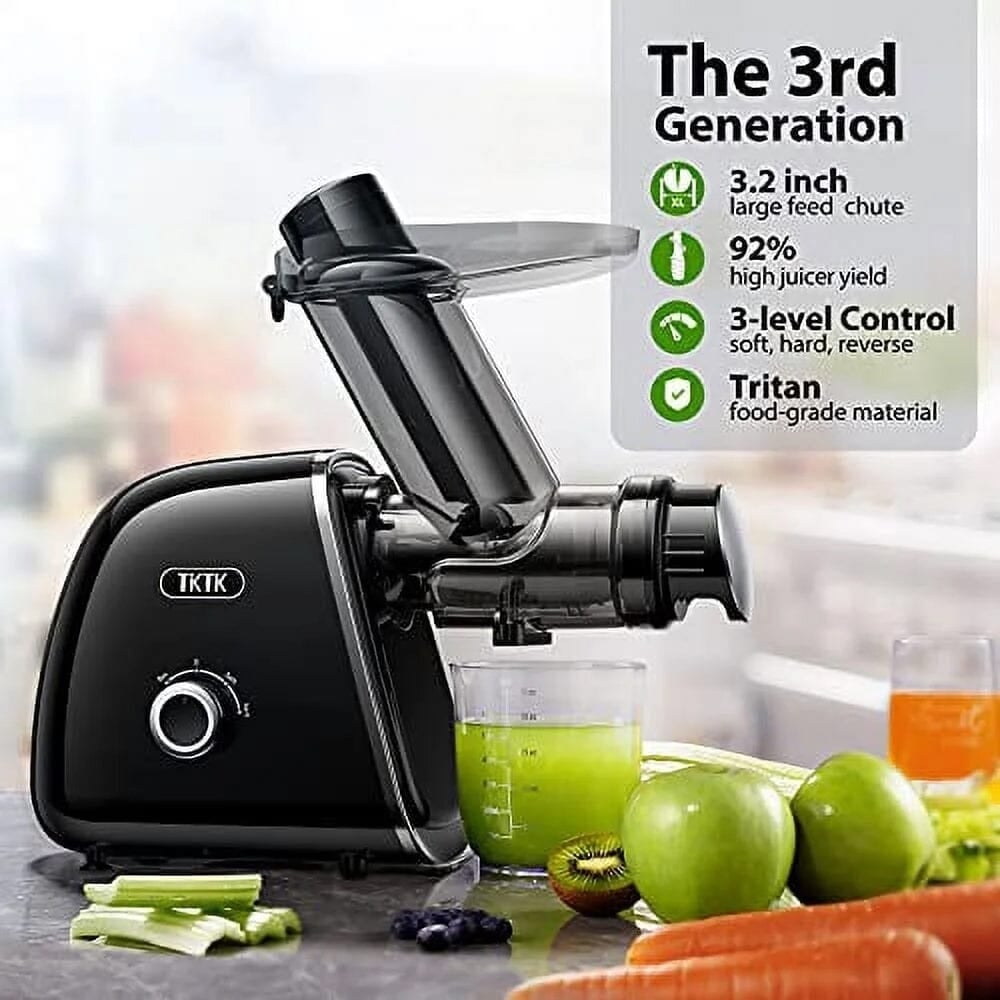 TKTK Multipurpose Masticating Juicer Extractor with Wide Feed Chute and 2 Speed Modes Image 2