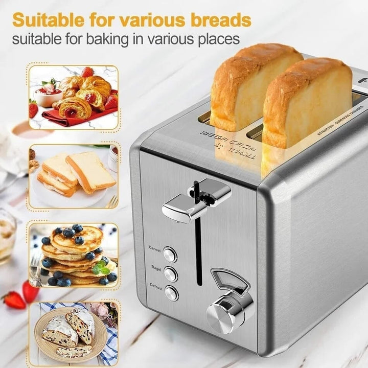 WHALL KST022GU Toasters 2 Slice Best Rated Prime - Stainless Steel (Refurbished) Image 4