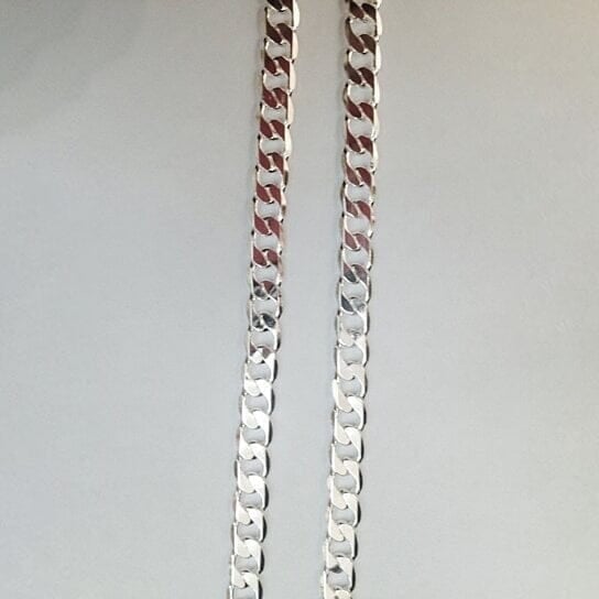 White Unisex Cuban Link Chain 24" Image 1