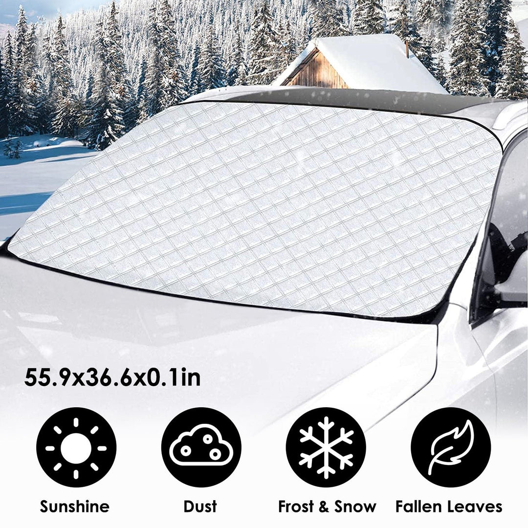 Windshield Protector Against Ice Sun Fit for Small Mid SUVs with Anti-theft Flaps Image 7