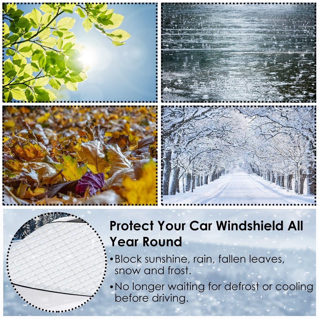 Windshield Protector Against Ice Sun Fit for Small Mid SUVs with Anti-theft Flaps Image 11