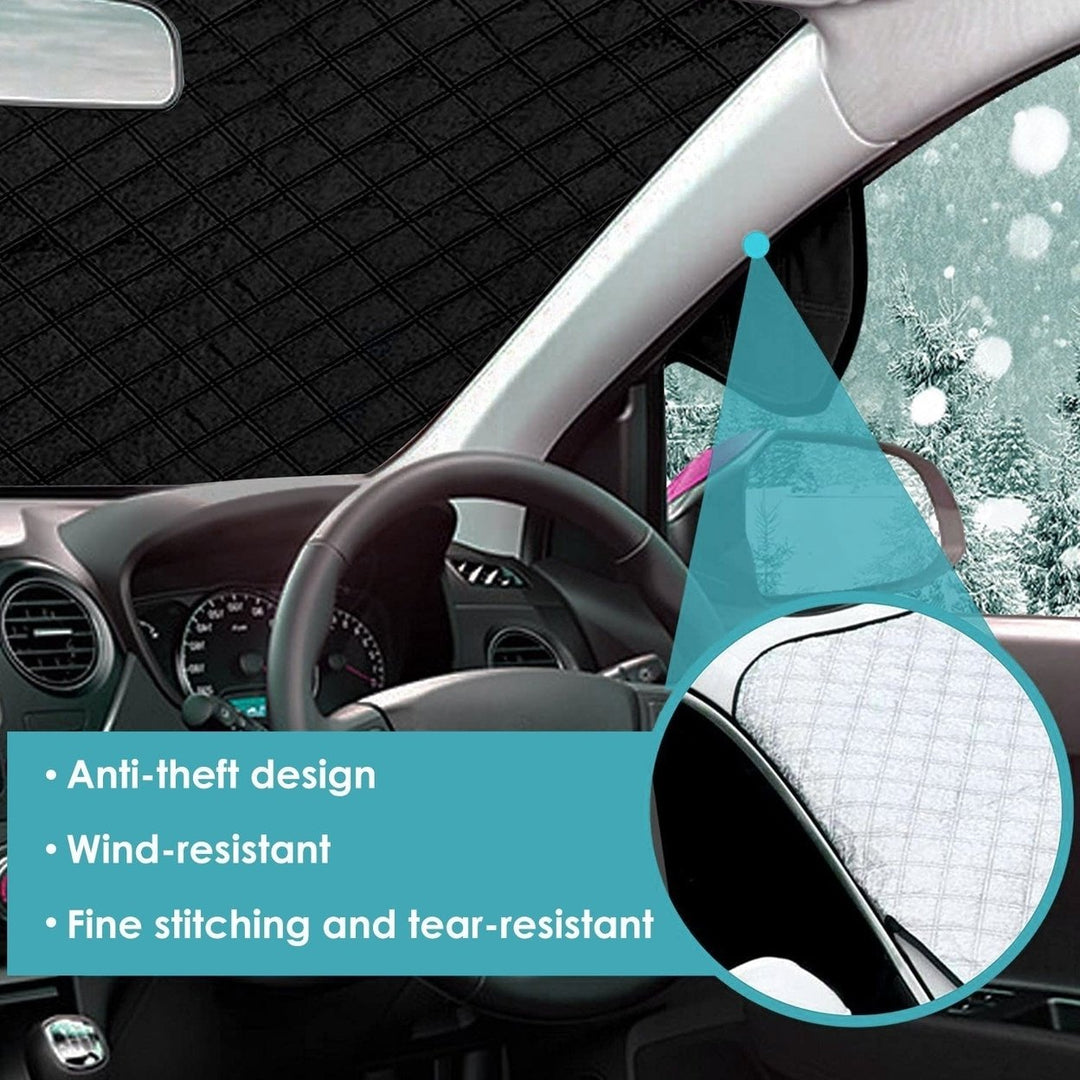 Windshield Protector Against Ice Sun Fit for Small Mid SUVs with Anti-theft Flaps Image 12