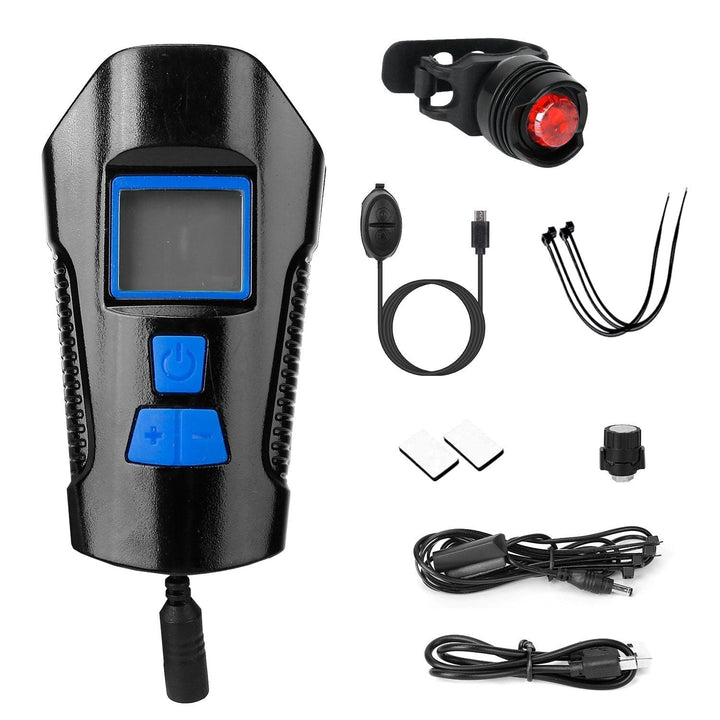 USB Rechargeable Bike Light Set with Speedometer and Odometer Image 2