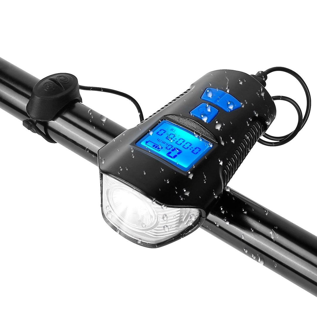 USB Rechargeable Bike Light Set with Speedometer and Odometer Image 4