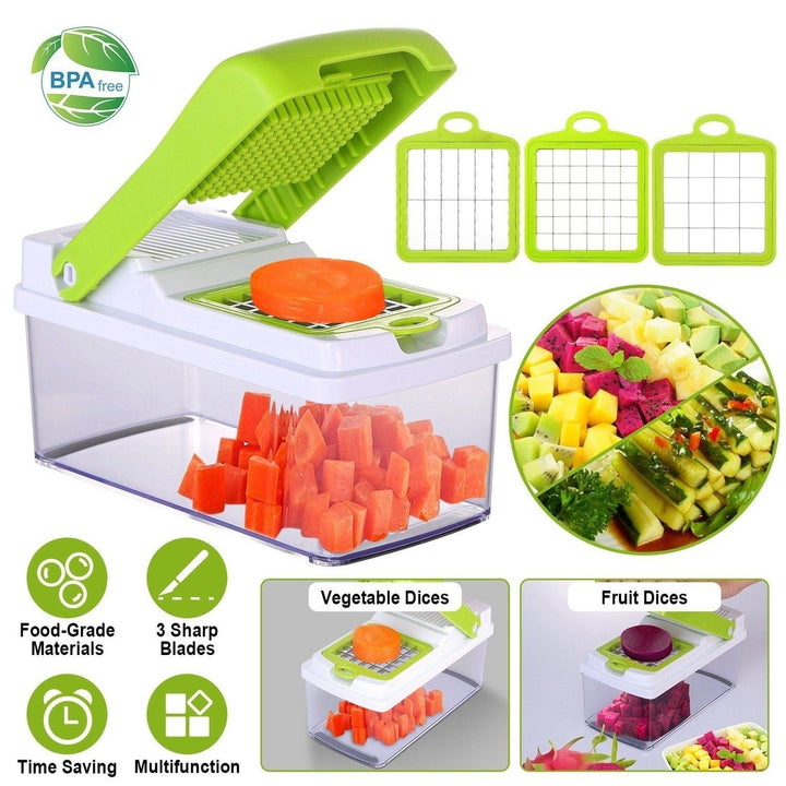 Vegetable Slicer Set with 3 Blades Stainless Steel Food Chopper Image 3