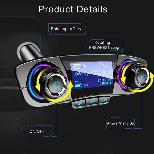 Wireless Bluetooth Handsfree Calling Car Charger FM Transmitter Image 4