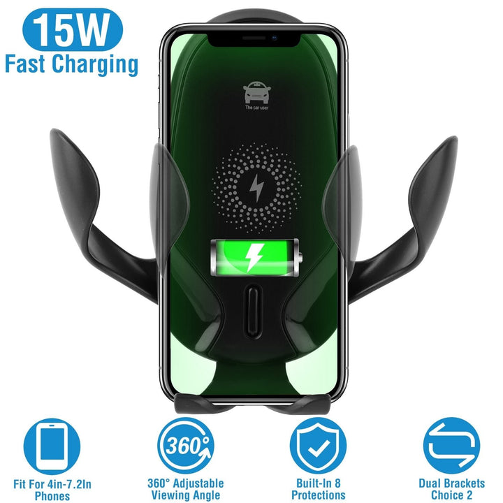 Wireless Car Charger 15W Qi Fast Charging Car Mount Image 4