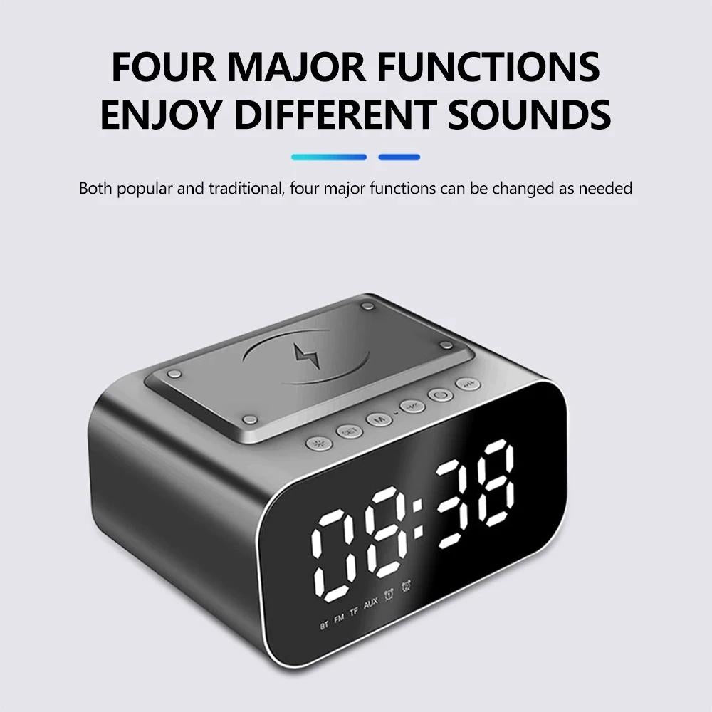 Wireless Charger Alarm Clock Bluetooth Speaker LED Smart Digital Clock Image 4