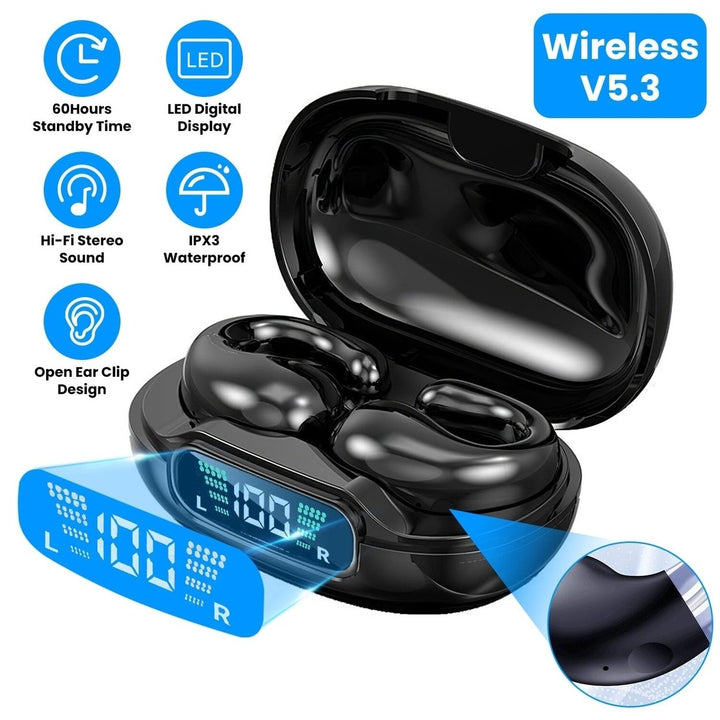 Wireless V5.3 Open Ear Clip Earbuds IPX3 Waterproof Ultra Open Earbuds with LED Display Image 8