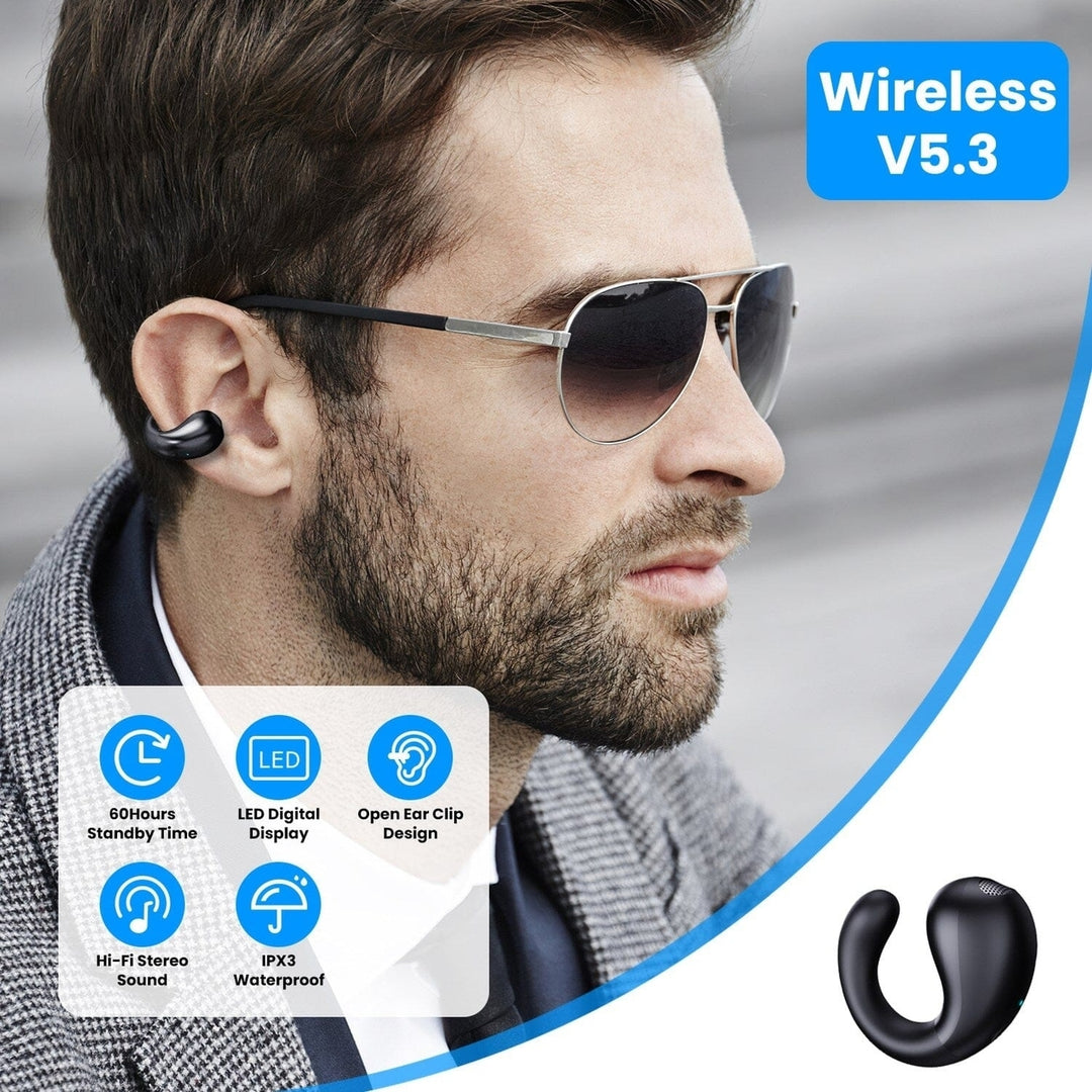 Wireless V5.3 Open Ear Clip Earbuds IPX3 Waterproof Ultra Open Earbuds with LED Display Image 10