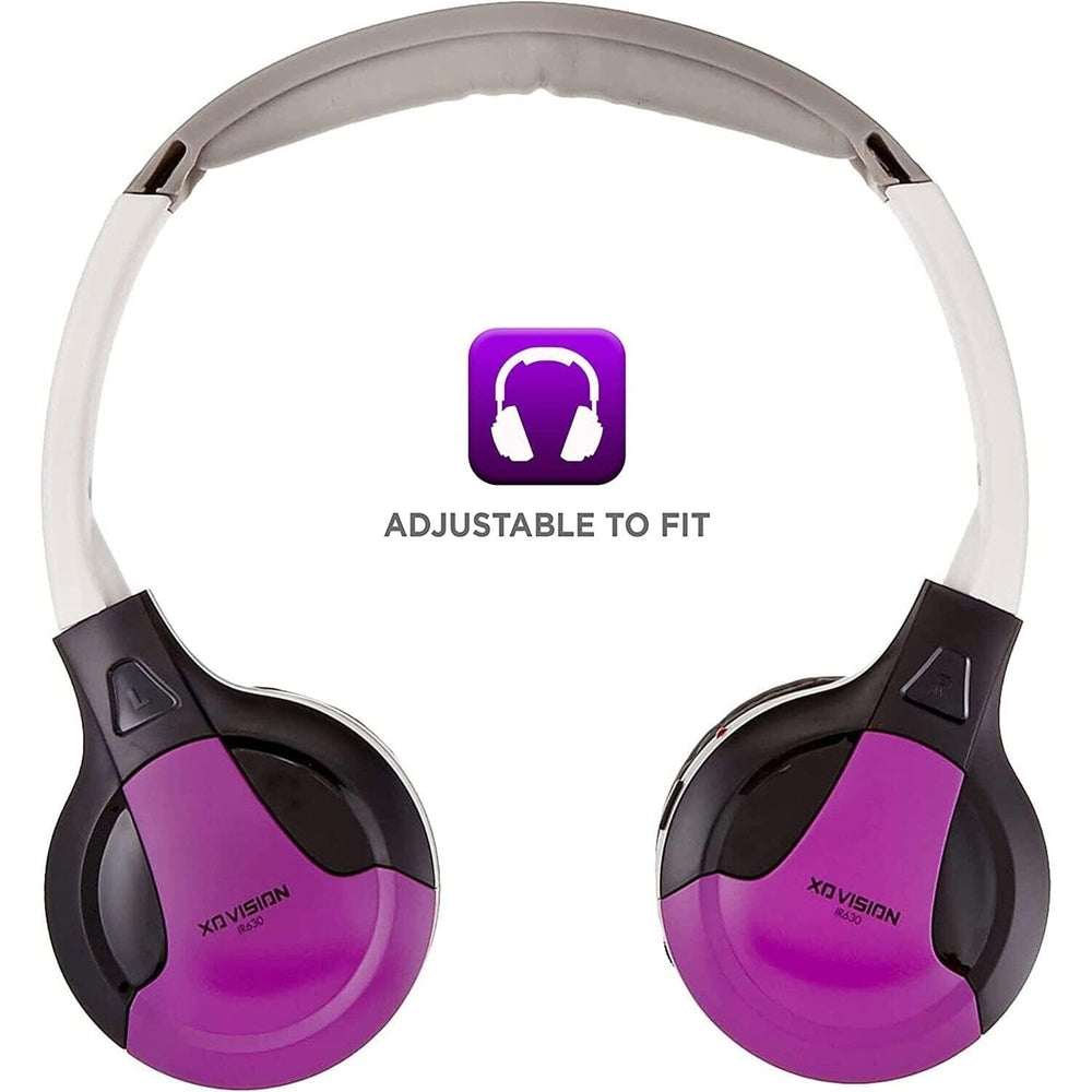 XO Vision IR630PR Universal IR Wireless Foldable Headphones - Bluetooth-Enabled Lightweight (Purple) Image 2