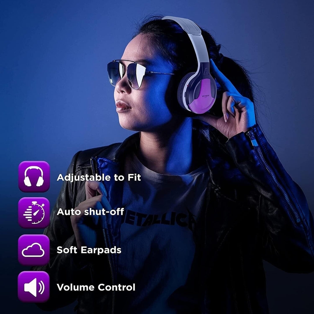 XO Vision IR630PR Universal IR Wireless Foldable Headphones - Bluetooth-Enabled Lightweight (Purple) Image 7