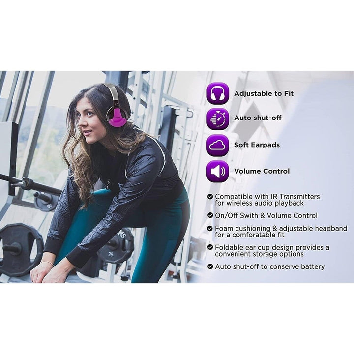 XO Vision IR630PR Universal IR Wireless Foldable Headphones - Bluetooth-Enabled Lightweight (Purple) Image 8