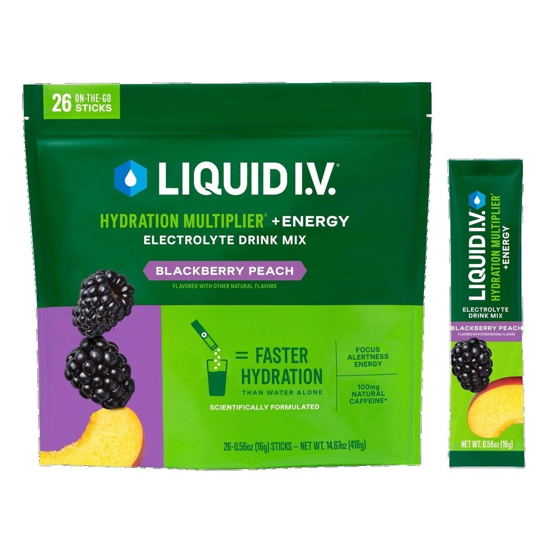 Liquid I.V. Hydration Multiplier + Energy Drink Mix Blackberry Peach (26 Pack) Image 1