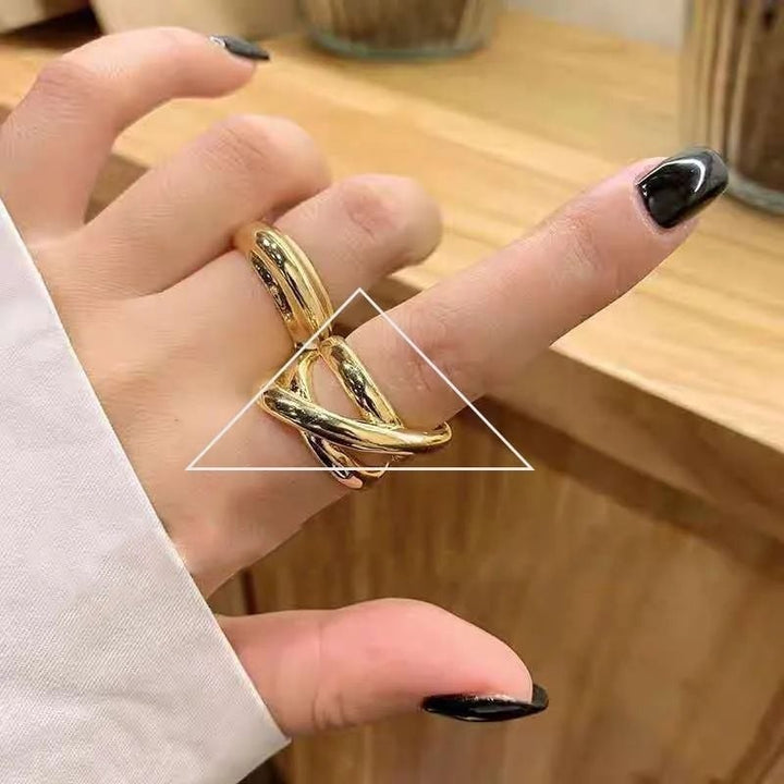 925 Sterling Silver Handmade Cross Ring  Irregular Water Droplets Design Simple Retro Style for Women Image 3