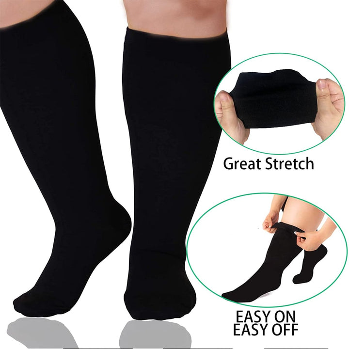 1Pair Plus Size Compression Socks for Women and Men Wide Calf 20-30mmhg Extra Large Knee High Support for Circulation Image 2