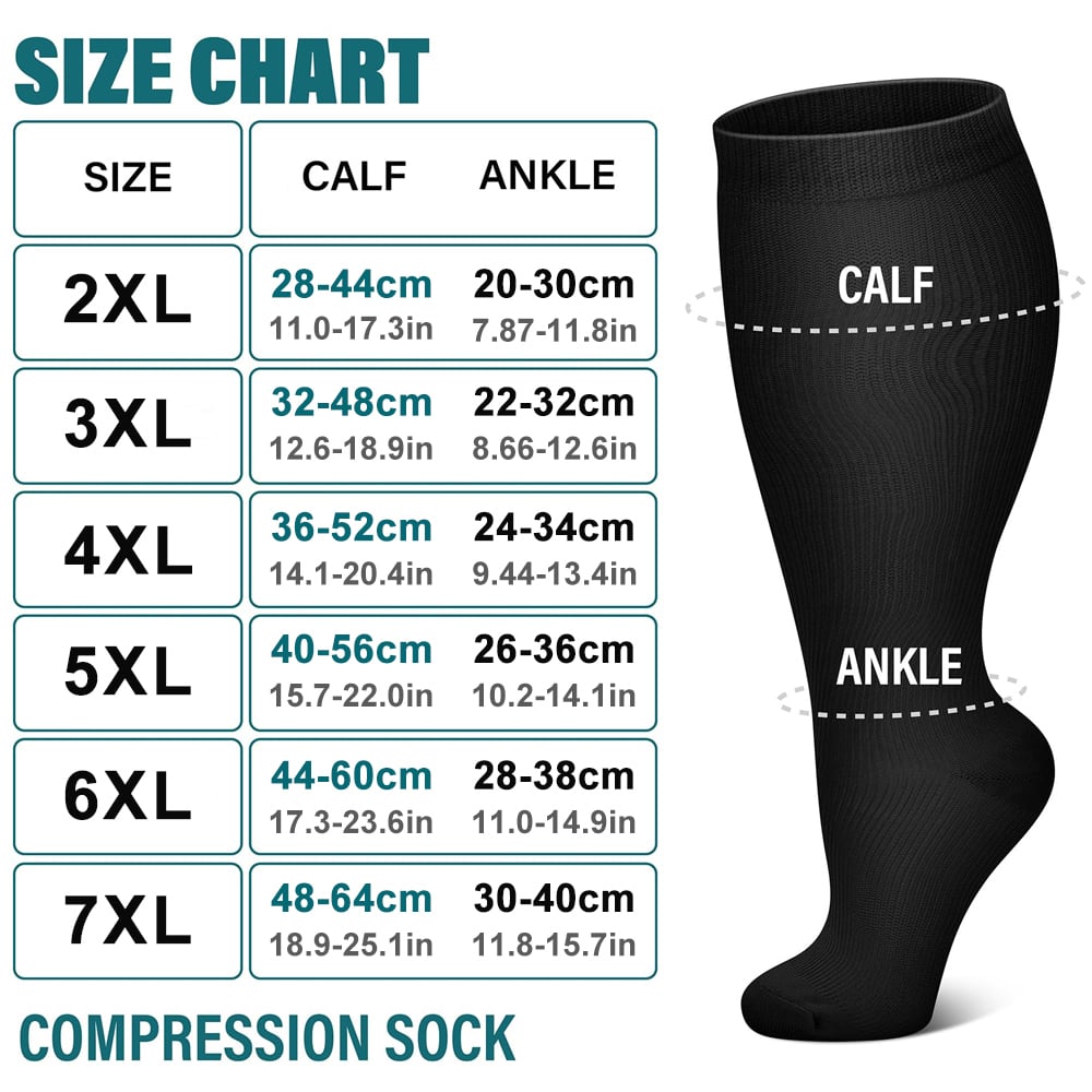 1Pair Plus Size Compression Socks for Women and Men Wide Calf 20-30mmhg Extra Large Knee High Support for Circulation Image 6