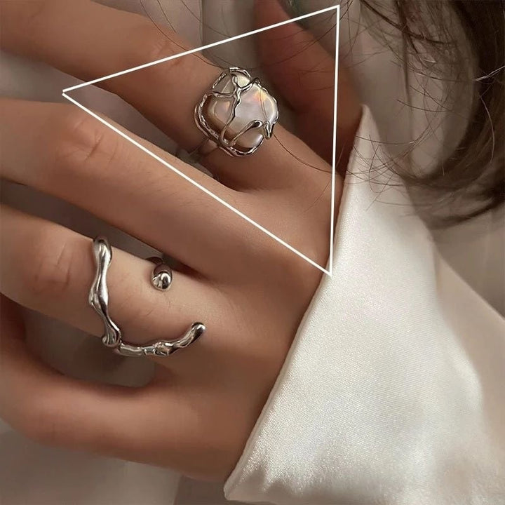 925 Sterling Silver Irregular Water Droplet Cross Ring  Simple Retro Style Handmade Jewelry for Women Image 2