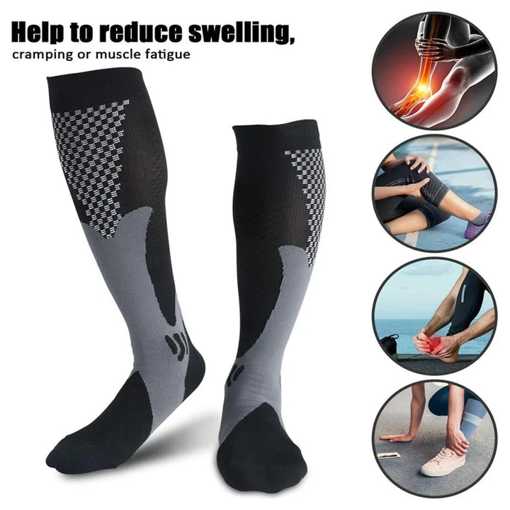 GOMOREON 1Pair Plus size compression socks wide calf women men knee high 20-30 mmhg circulation for swelling 2XL-7XL Image 2