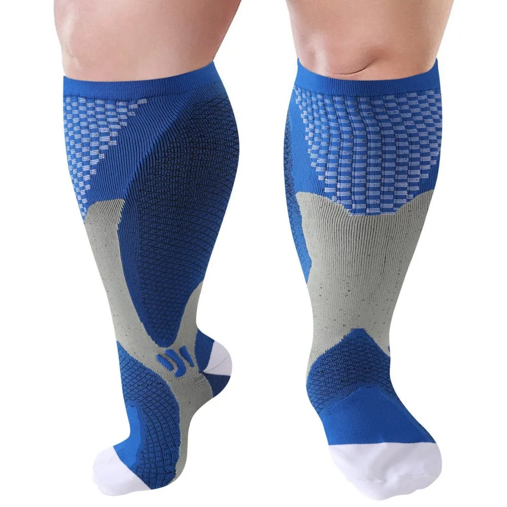 GOMOREON 1Pair Plus size compression socks wide calf women men knee high 20-30 mmhg circulation for swelling 2XL-7XL Image 9