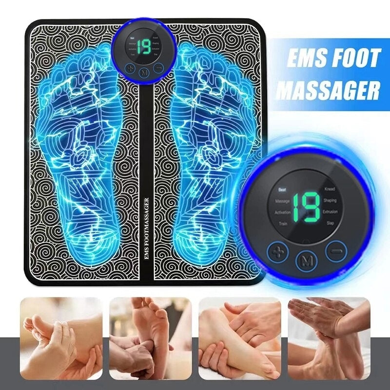 Foot Massger Sole Massage Pad Feet Muscle Stimulation 8 Modes 19 Level Relaxation USB Charging Image 1