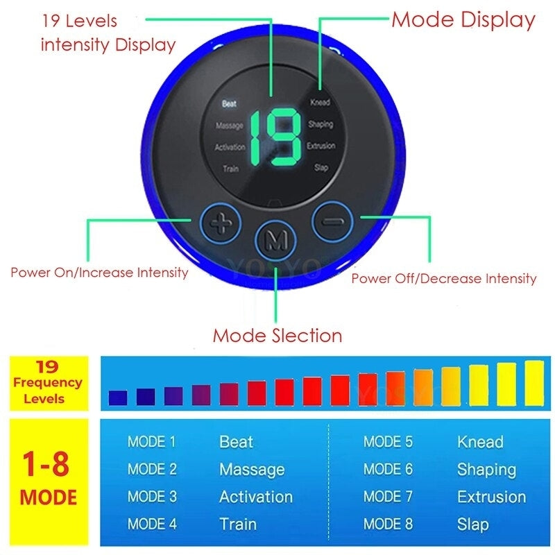 Foot Massger Sole Massage Pad Feet Muscle Stimulation 8 Modes 19 Level Relaxation USB Charging Image 3