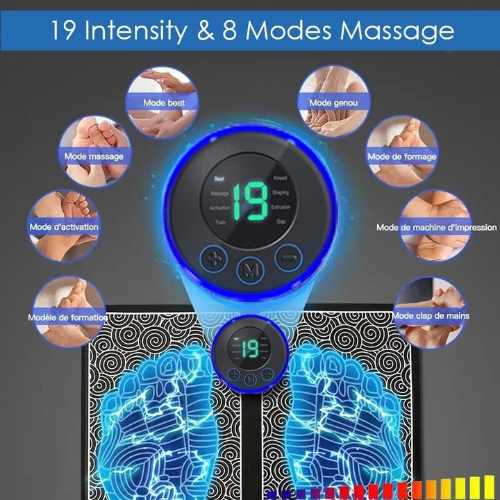 Foot Massger Sole Massage Pad Feet Muscle Stimulation 8 Modes 19 Level Relaxation USB Charging Image 4