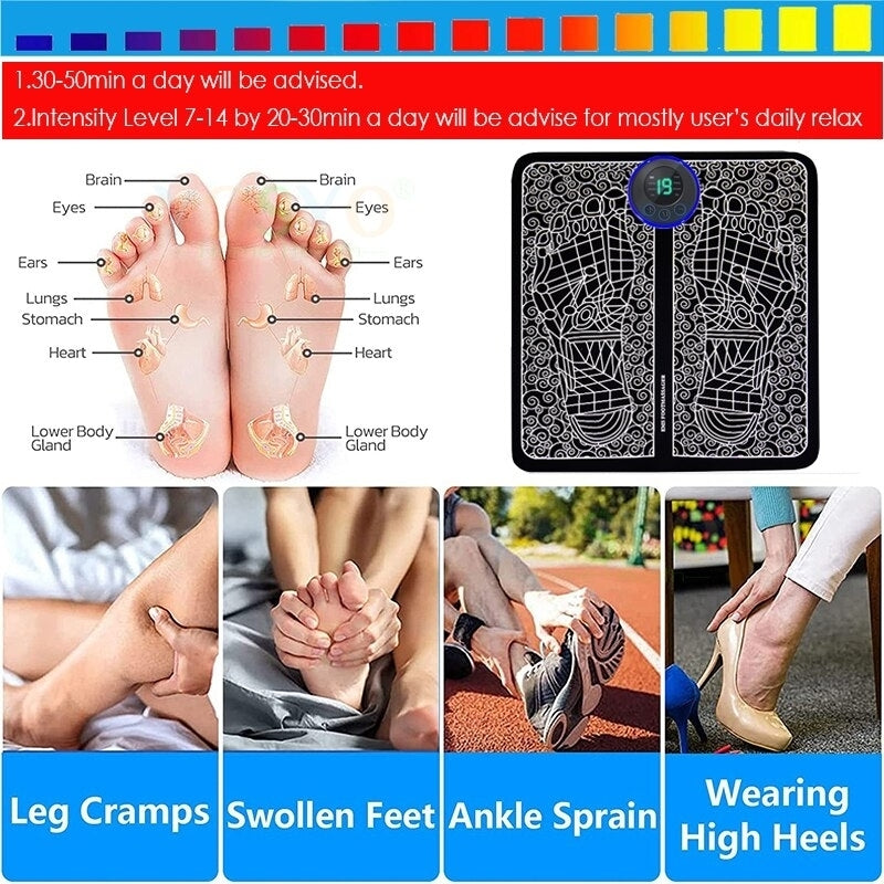 Foot Massger Sole Massage Pad Feet Muscle Stimulation 8 Modes 19 Level Relaxation USB Charging Image 6