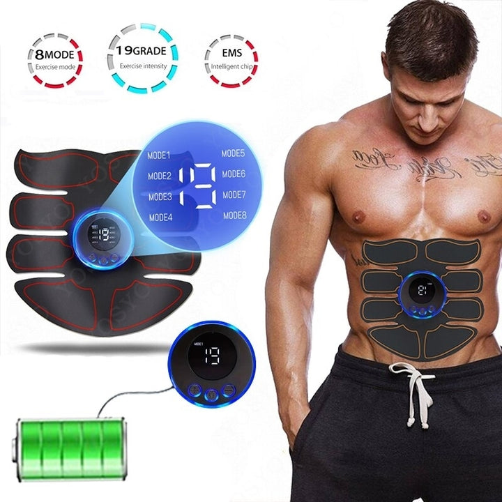 EMS Abdominal Muscle Stimulator Fitness ABS Arm Training Patches Muscle Exercise Instrument USB Charging Home Men Image 1