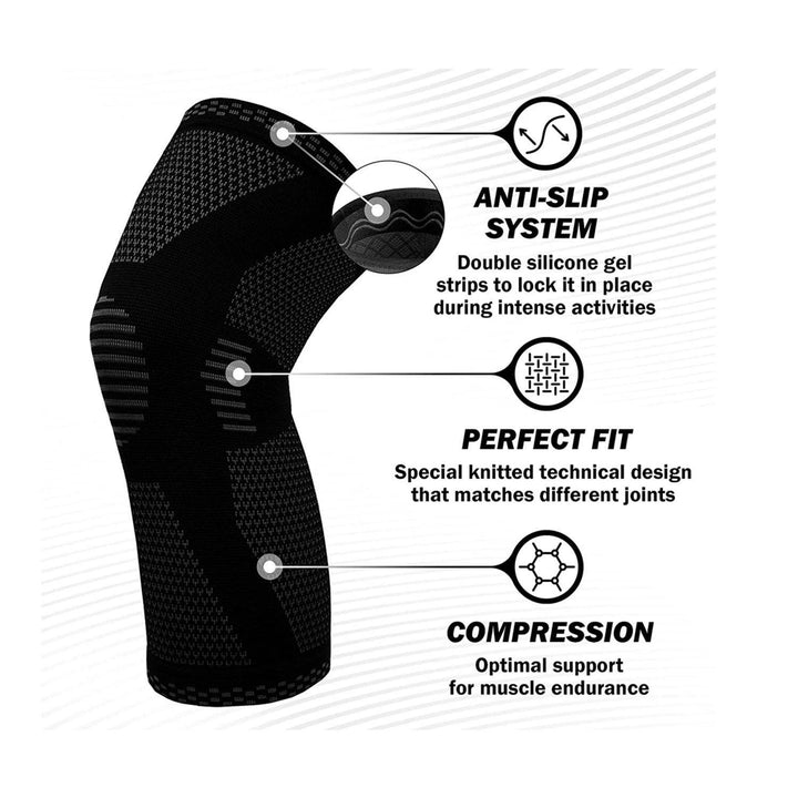 1-Pair: Support And Recover Knee Compression Sleeve Brace With Gel Grip Image 7