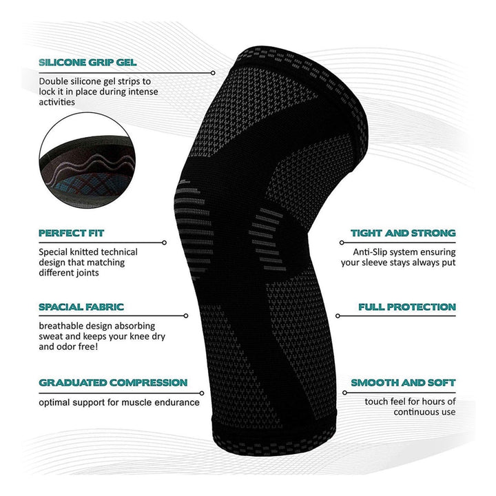 1-Pair: Support And Recover Knee Compression Sleeve Brace With Gel Grip Image 8