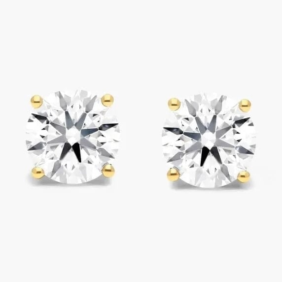 1/2 Ct TW Real Natural Round-Cut Diamond Solitaire 14K Gold Stud Earrings Image 1