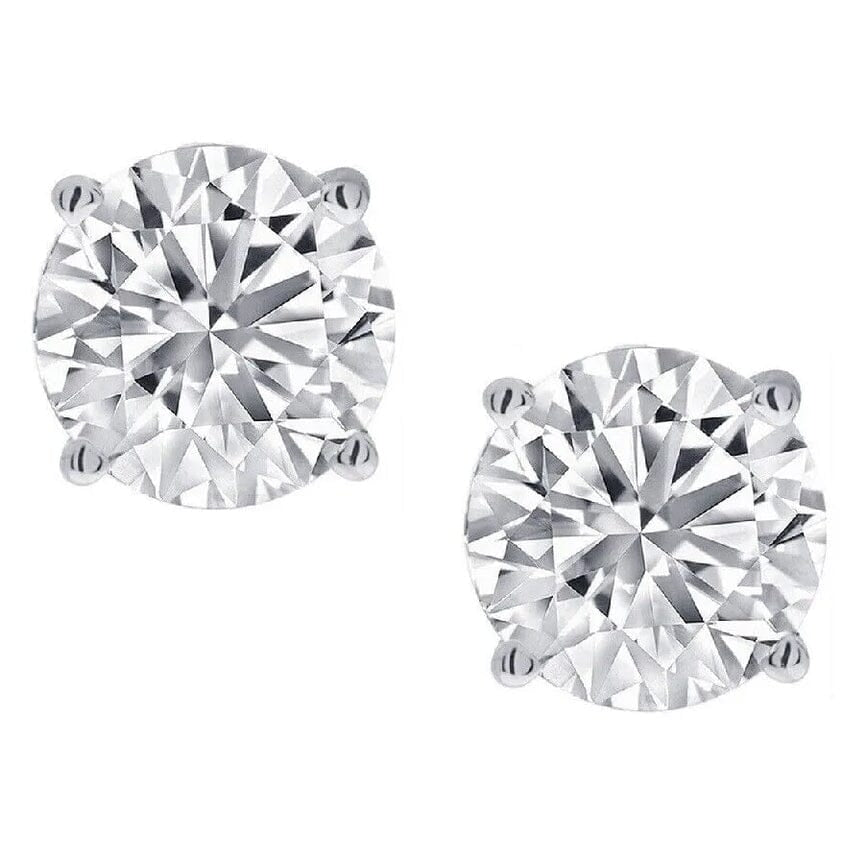 1/2 Ct TW Real Natural Round-Cut Diamond Solitaire 14K Gold Stud Earrings Image 2