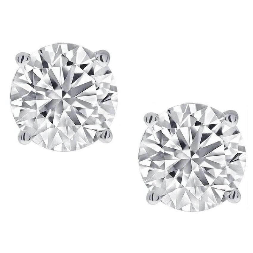 1/2 Ct TW Real Natural Round-Cut Diamond Solitaire 14K Gold Stud Earrings Image 1