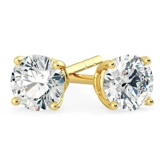 1/2 Ct TW Real Natural Round-Cut Diamond Solitaire 14K Gold Stud Earrings Image 3