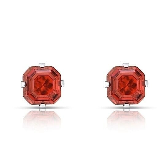 1.3 Carat Cz Asscher-Cut Sterling Silver Stud Earrings Image 1