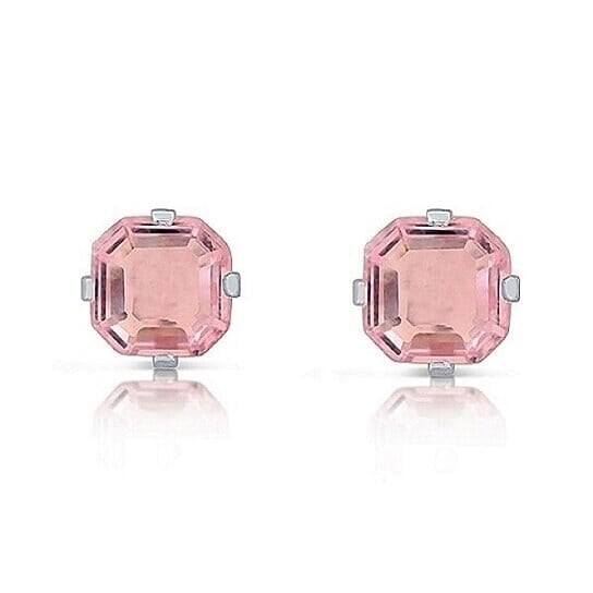 1.3 Carat Cz Asscher-Cut Sterling Silver Stud Earrings Image 2