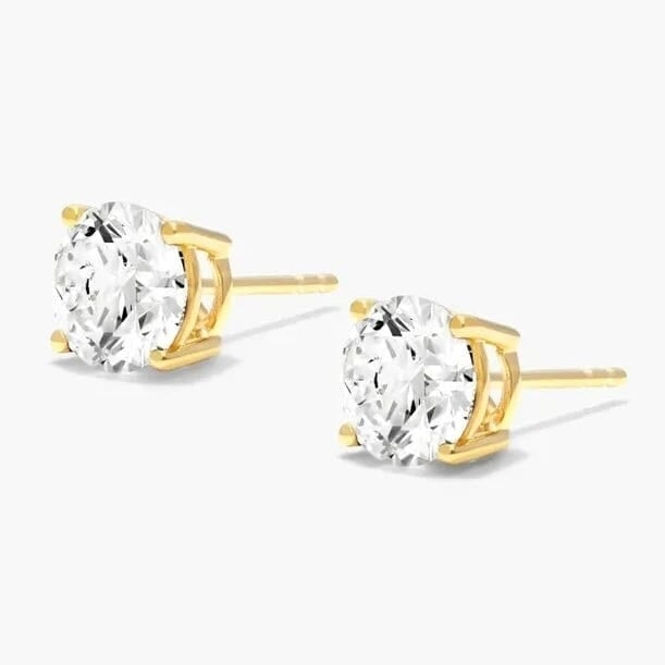 1/2 Ct TW Real Natural Round-Cut Diamond Solitaire 14K Gold Stud Earrings Image 4