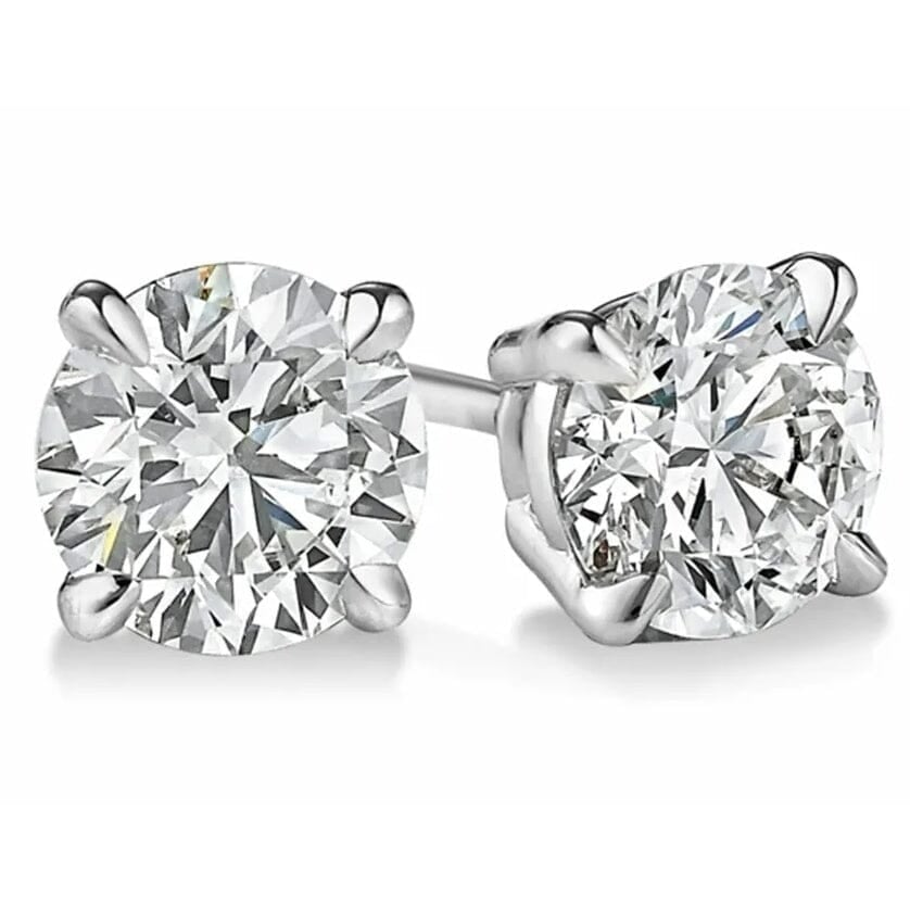 1/2 Ct TW Real Natural Round-Cut Diamond Solitaire 14K Gold Stud Earrings Image 9