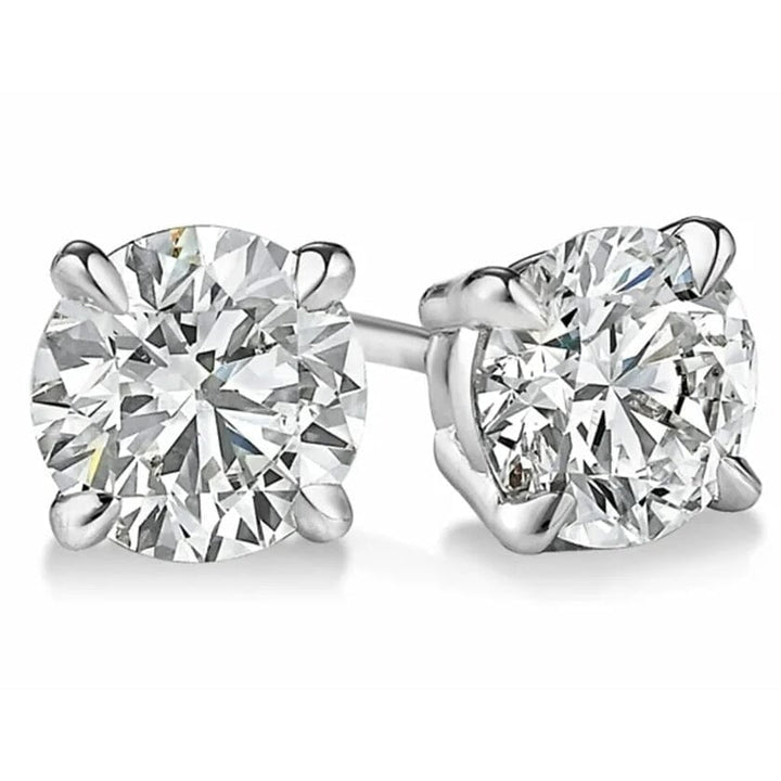 1/2 Ct TW Real Natural Round-Cut Diamond Solitaire 14K Gold Stud Earrings Image 9