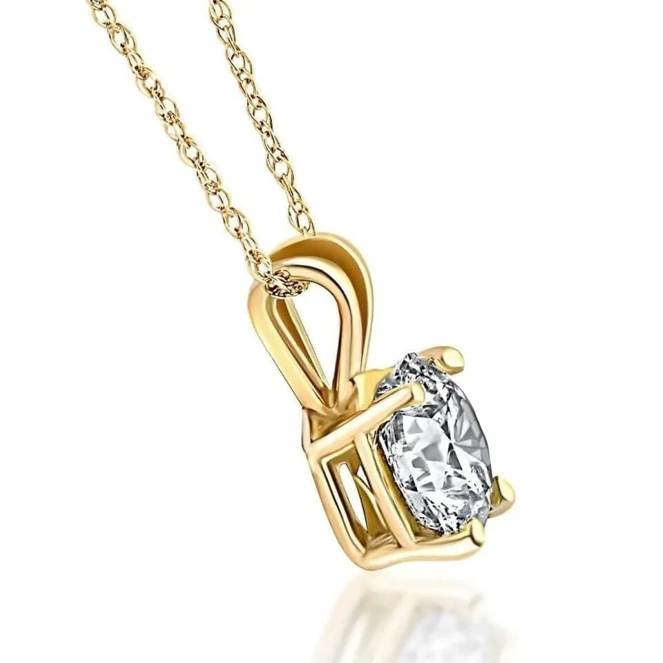 1/4 - 2 Ct T.W. Natural Diamond Solitaire Pendant in 14K White or Yellow Gold Image 2