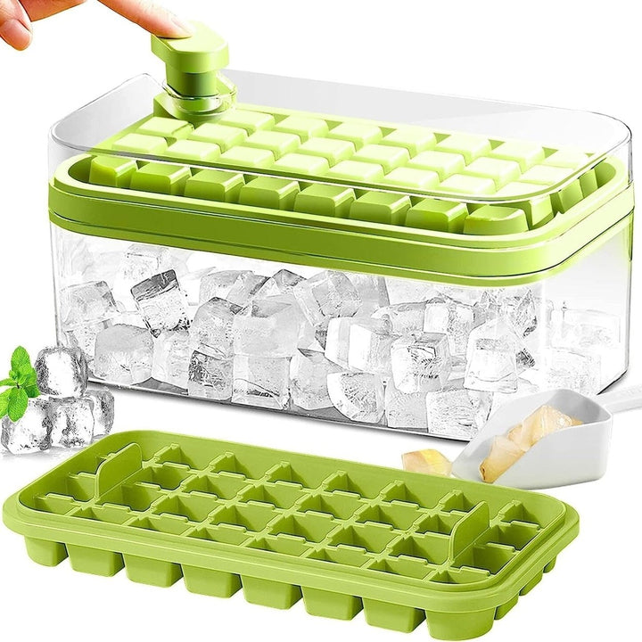 101oz. Ice Cube Tray Set - 64 Pcs Silicone Ice Cube Tray With Lid and Bin Image 3