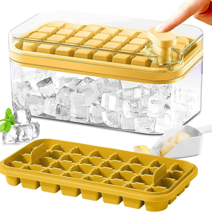 101oz. Ice Cube Tray Set - 64 Pcs Silicone Ice Cube Tray With Lid and Bin Image 4