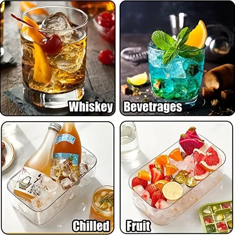 101oz. Ice Cube Tray Set - 64 Pcs Silicone Ice Cube Tray With Lid and Bin Image 7