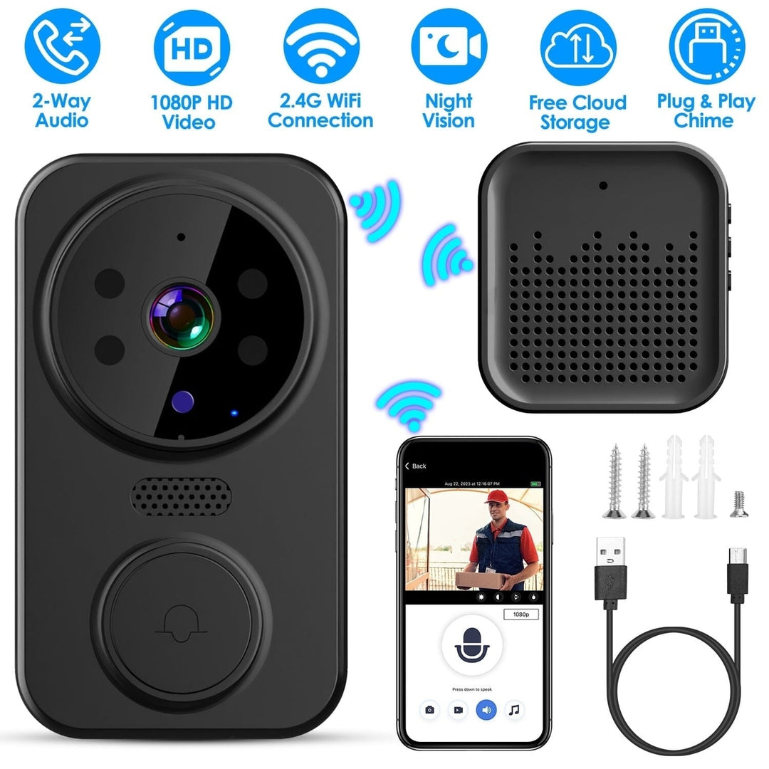 1080P WiFi Security Doorbell Camera 2-Way Audio Free Cloud Storage Image 8