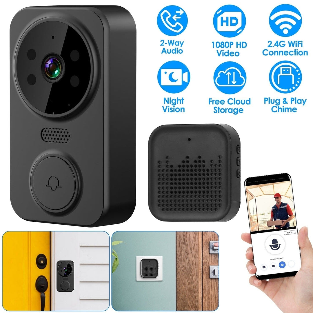 1080P WiFi Security Doorbell Camera 2-Way Audio Free Cloud Storage Image 9